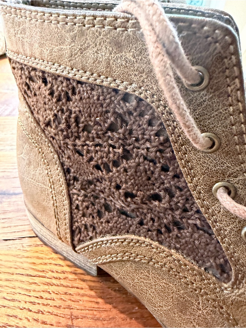 Wanted Distressed Brown Lace-Up Ankle Boots - Picture 3 of 6